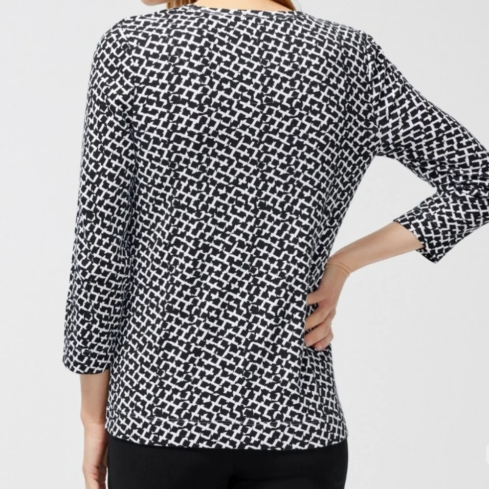 Chico's Women's Pima Abstract 3/4 Sleeve Everday Tee Size 2/Large 12